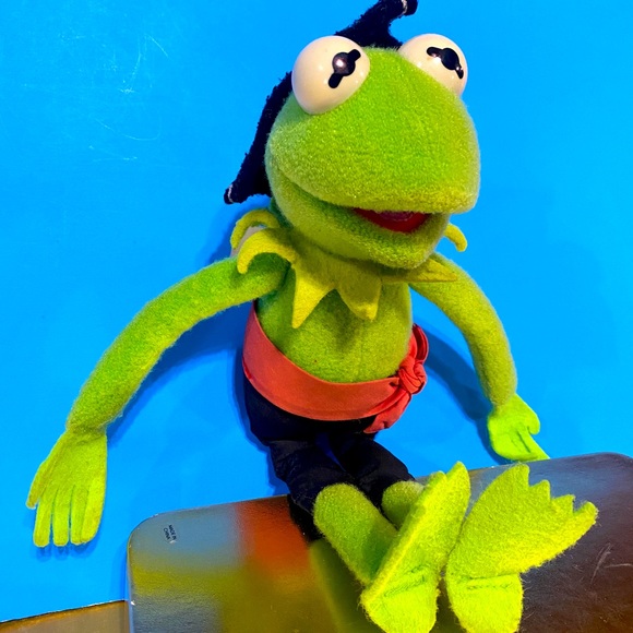 SESAME STREET VTG 90’s KERMIT THE FROG PIRATE JIM HENSON MUPPET PLUSH 12” - Picture 4 of 14